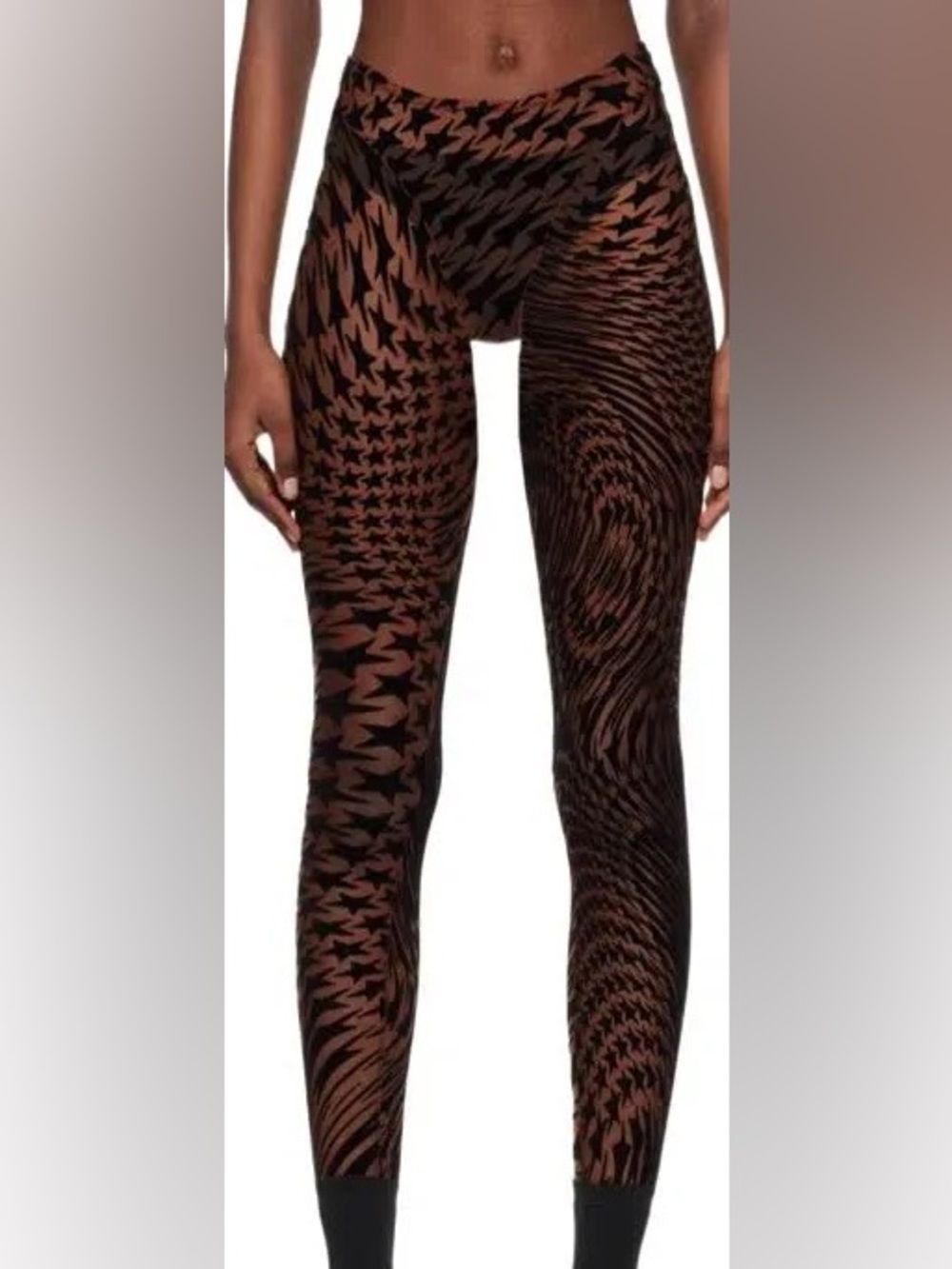 Mugler Brown and Black Optical-Print Leggings